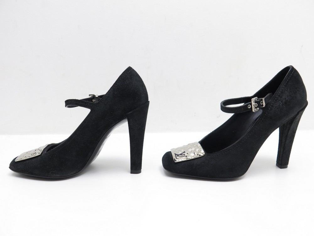 Sandales à talon en daim noir Louis Vuitton taille 39