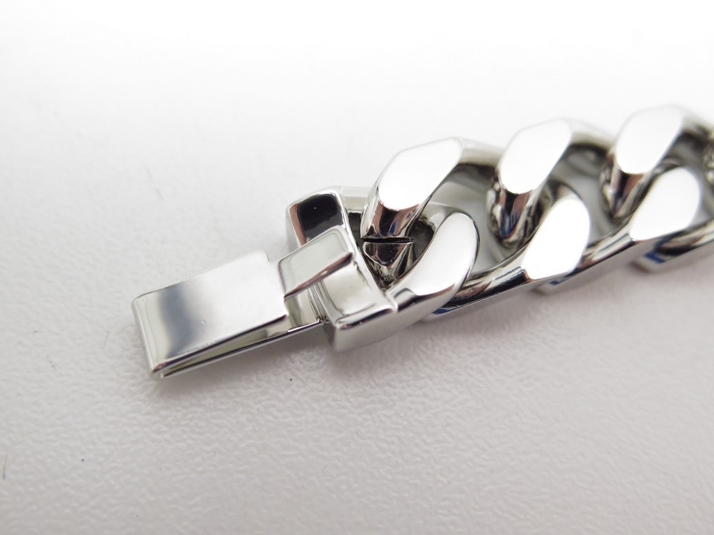 LOUIS VUITTON Men's Monogram Palladium Chain Bracelet M62486 Silver LV