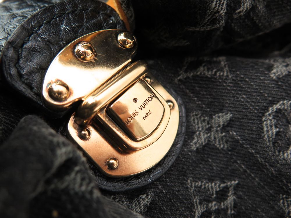 Louis Vuitton Black Denim Monogram Mahina Leather XL Hobo Louis
