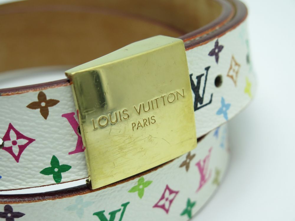 Louis Vuitton Ceinture Carre Belt Monogram Multicolor Thin 90