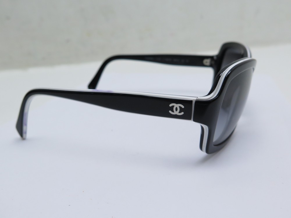 CHANEL Acetate CC Logo Sunglasses 5143 Black White 713778