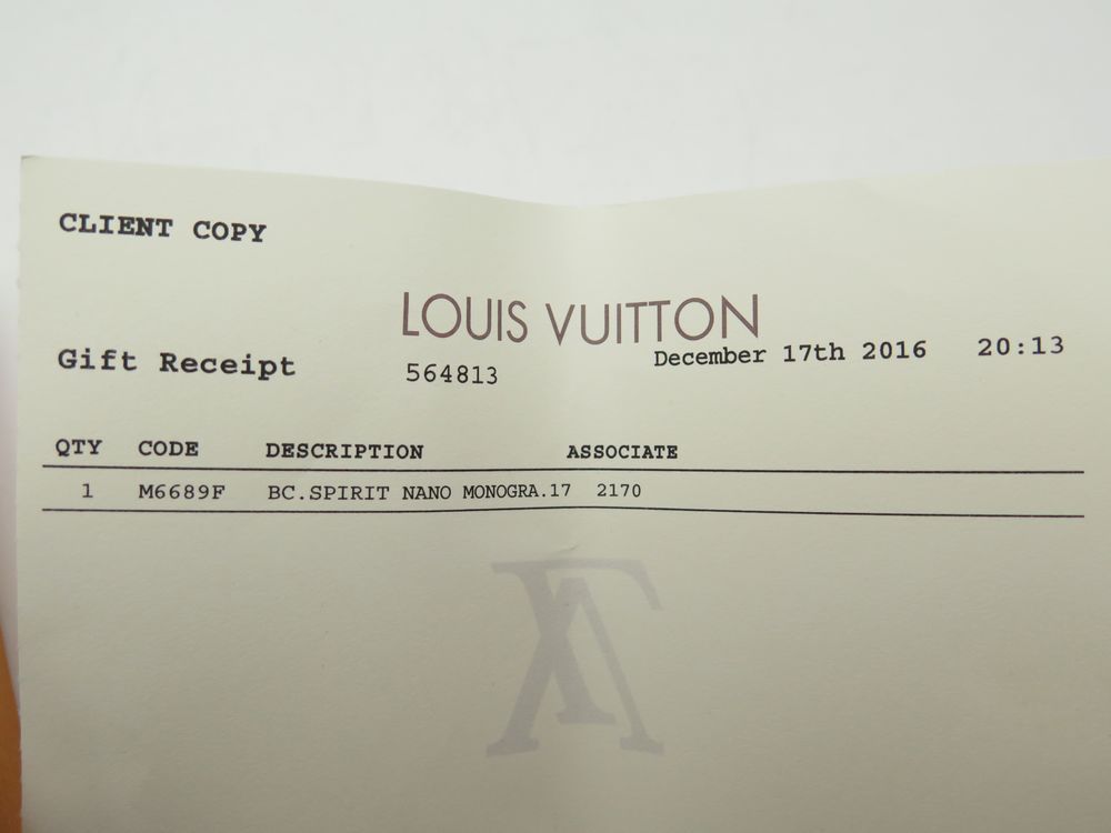 louis vuitton bracelet receipt