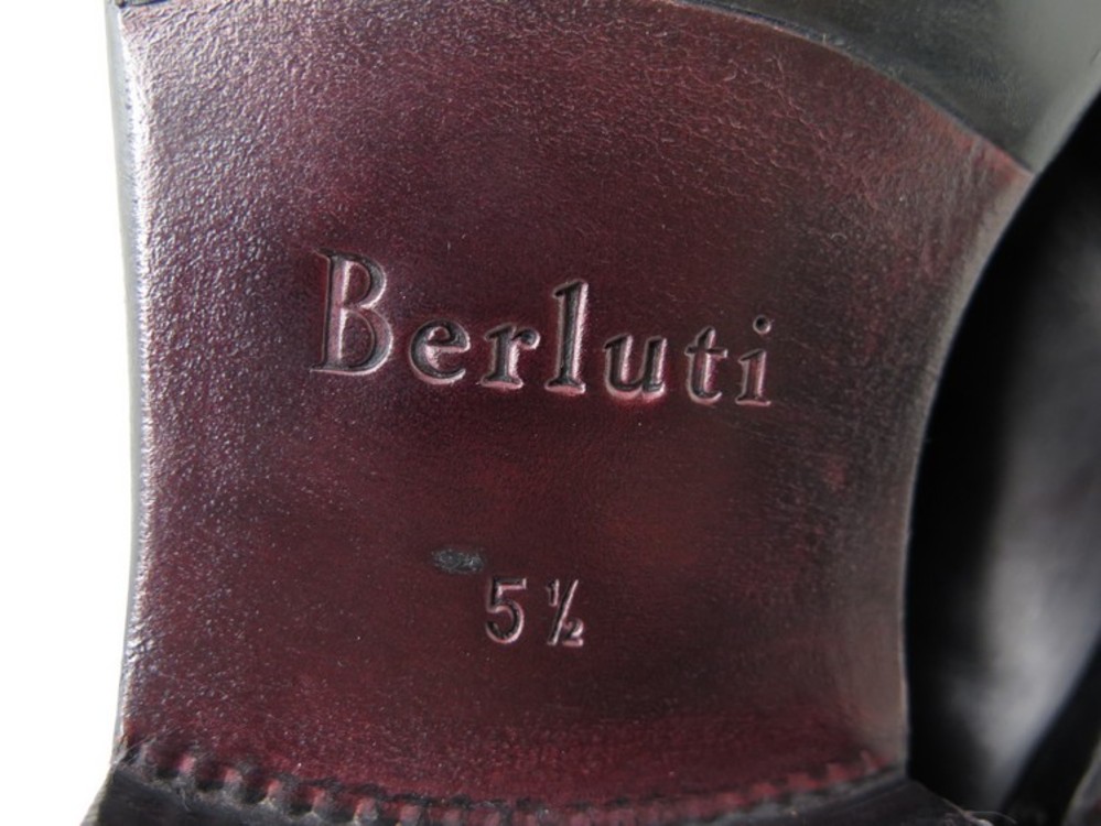Berluti Men's Fast Track Torino Glazed Calf Leather Sneaker, Black, Men's, 7.5 UK (8.5d Us), Sneakers & Trainers Leather Sneakers