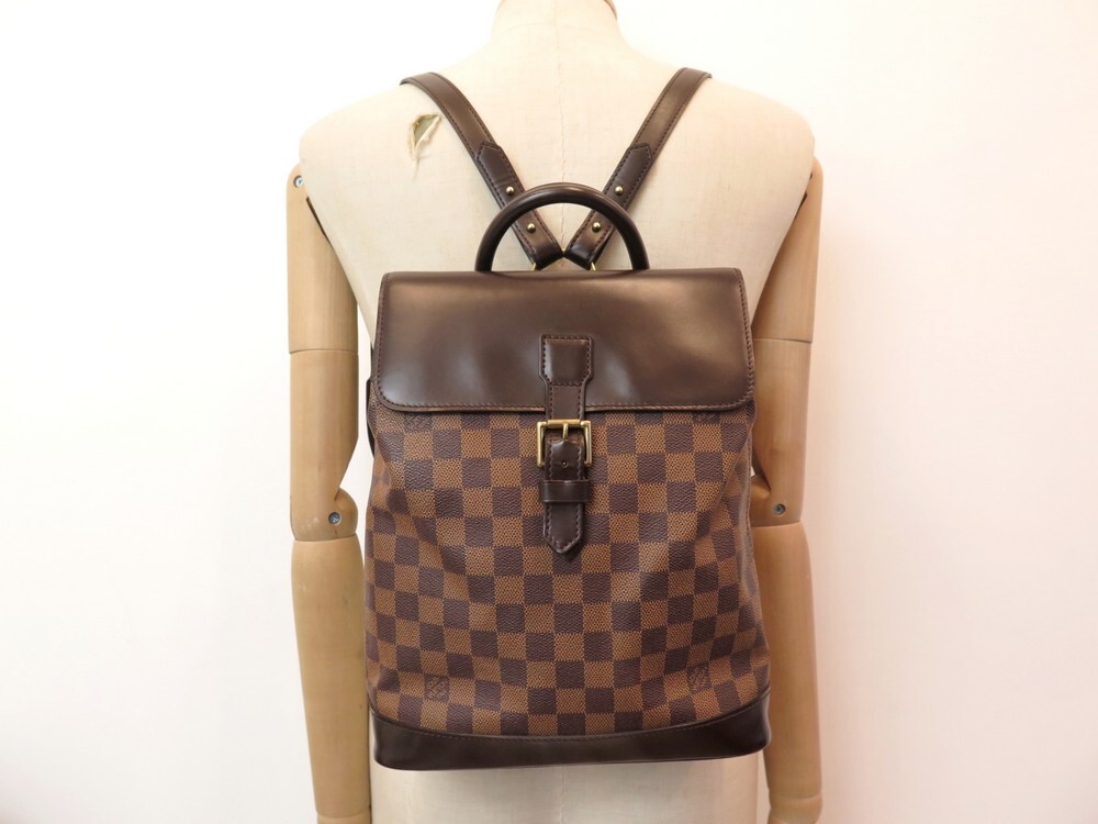 Louis Vuitton Damier Ebene Soho Backpack N51132 Brown PVC Leather