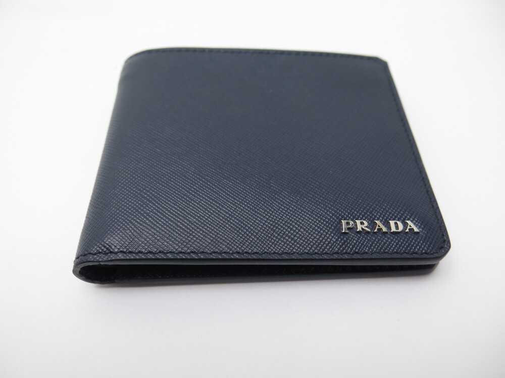 portefeuille prada 2m0513 cuir saffiano bleu