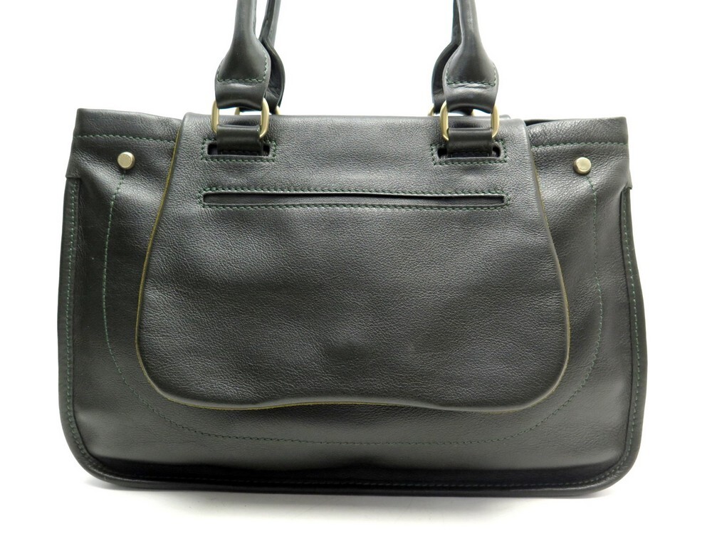sac a main longchamp en cuir vert kaki boite green