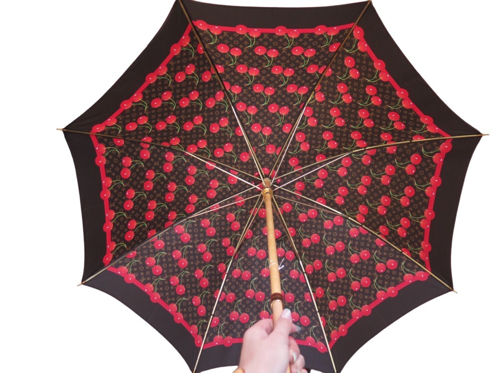 Auth Louis Vuitton Umbrella Monogram Cherry Pattern Parapluie