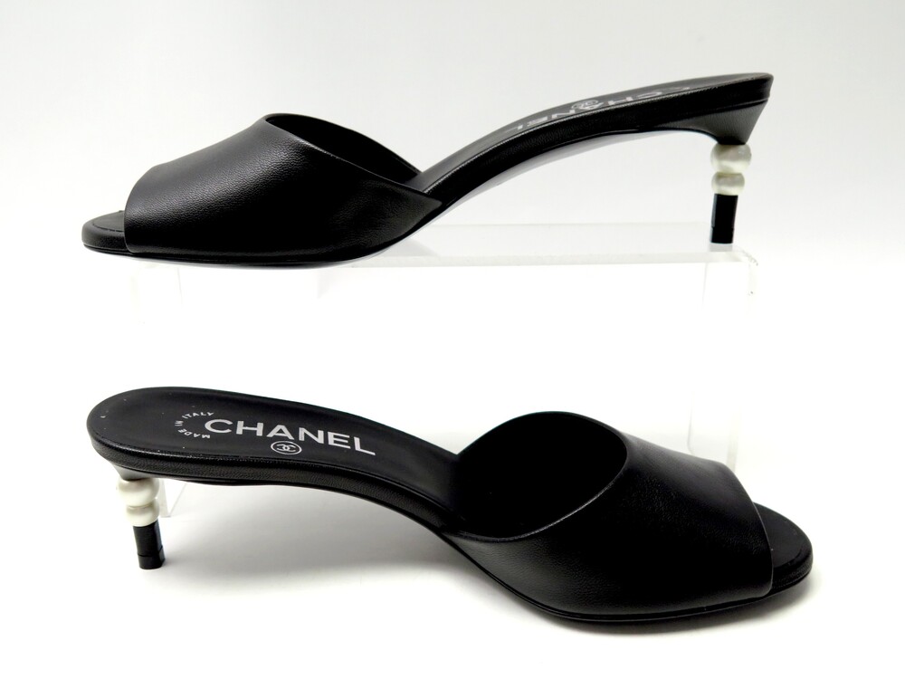 CHANEL SANDALS SHOES bow and cc logo G33762 mules with heels